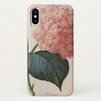 Vintage Garden Flowers, Pink Hydrangea Hortensia iPhone X Case