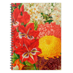 Vintage Garden Flowers Spiral Photo Notebook