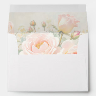 Vintage Garden French Chateau Blush Pink Roses Envelope