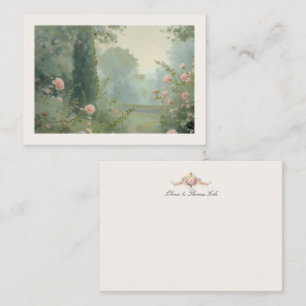 Vintage Garden French Chateau Blush Wedding Couple Card