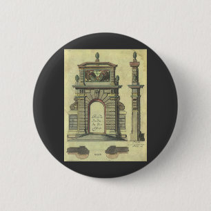 Vintage Garden Gate Arch, Renaissance Architecture 6 Cm Round Badge