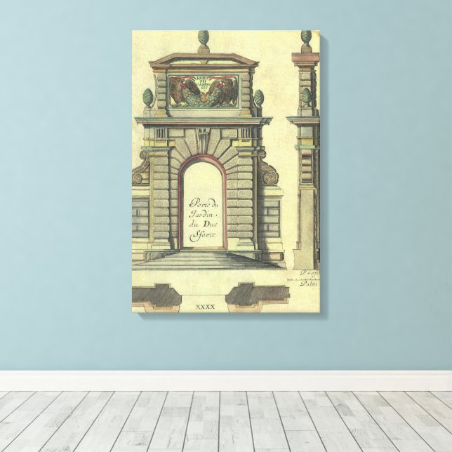 Vintage Garden Gate Arch, Renaissance Architecture Canvas Print (Insitu(Wood Floor))