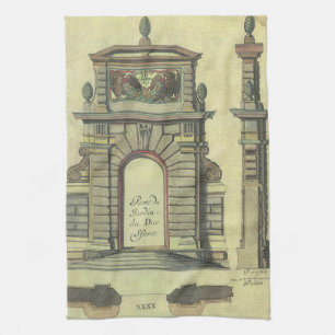 Vintage Garden Gate Arch, Renaissance Architecture Tea Towel