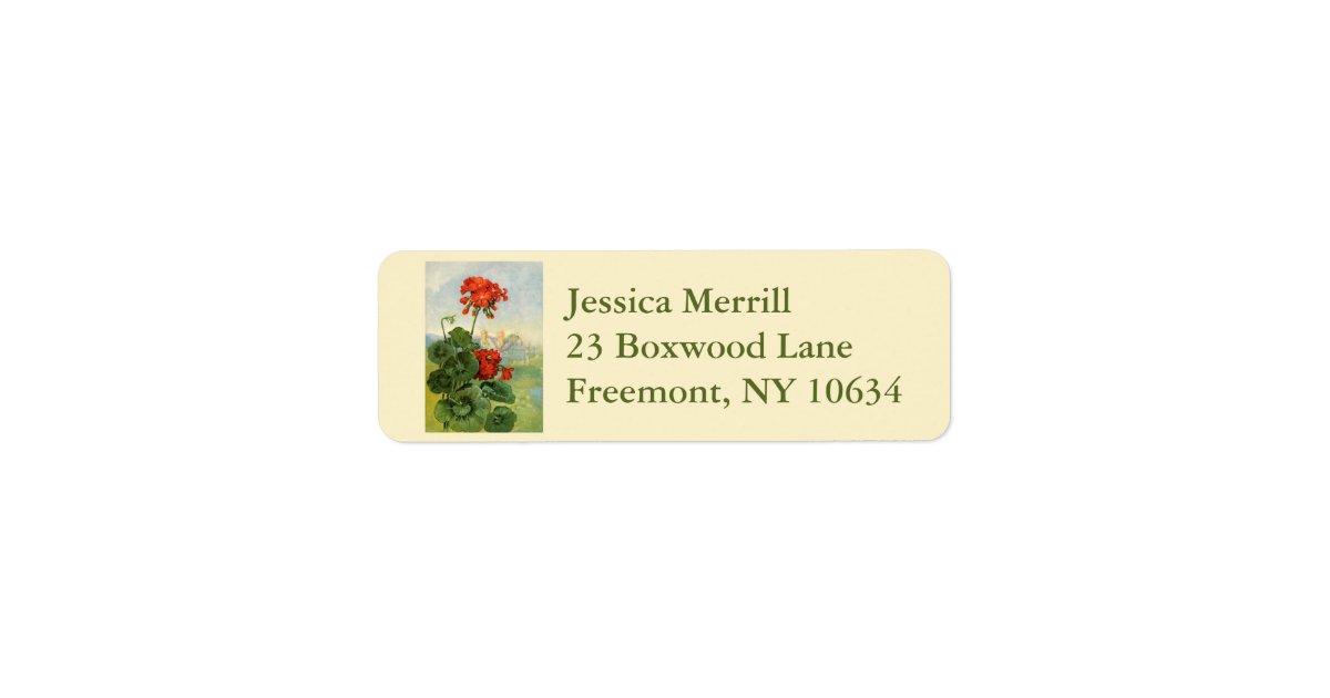 Vintage garden geranium return address labels | Zazzle