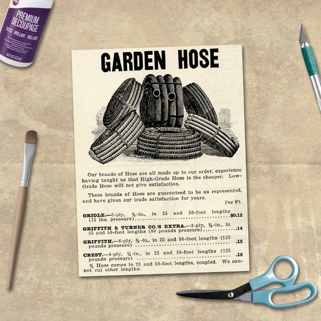 Vintage Garden Hose Ephemeral Ad craft Tissue Paper (Creator Uploaded)