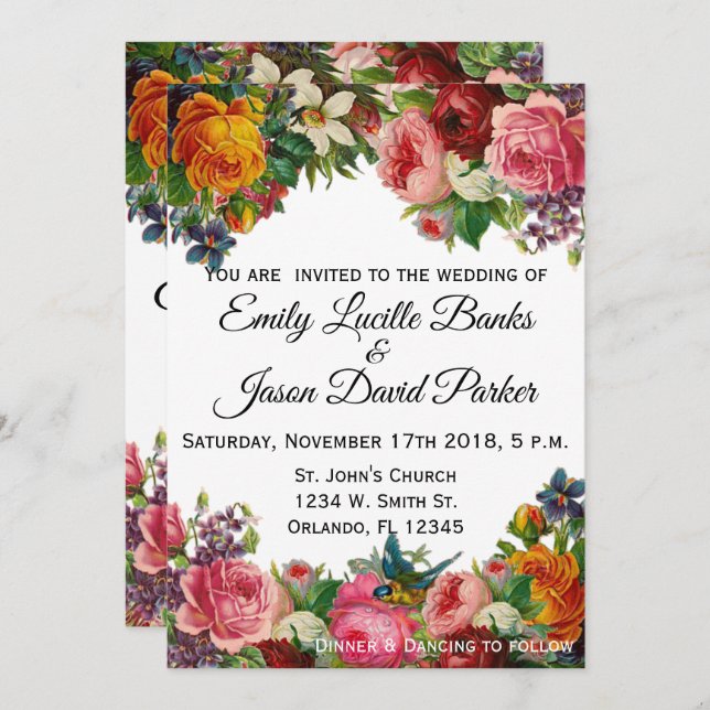 Vintage Garden Invitation (fully customisable) (Front/Back)