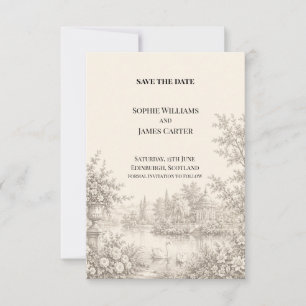 Vintage Garden Lake Wedding Save The Date