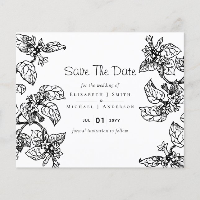 Vintage Garden Leaves Classic Budget Wedding (Front)
