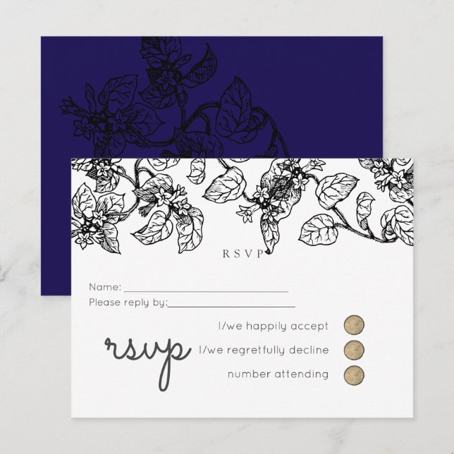 Vintage Garden Leaves Classic Budget Wedding Invitation Postcard (Front/Back)