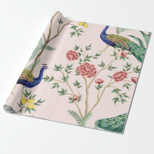 Vintage garden lemon fruit tree, plant, exotic pea wrapping paper