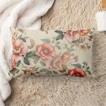 Vintage Garden Light | Blush & Coral Lumbar Pillow