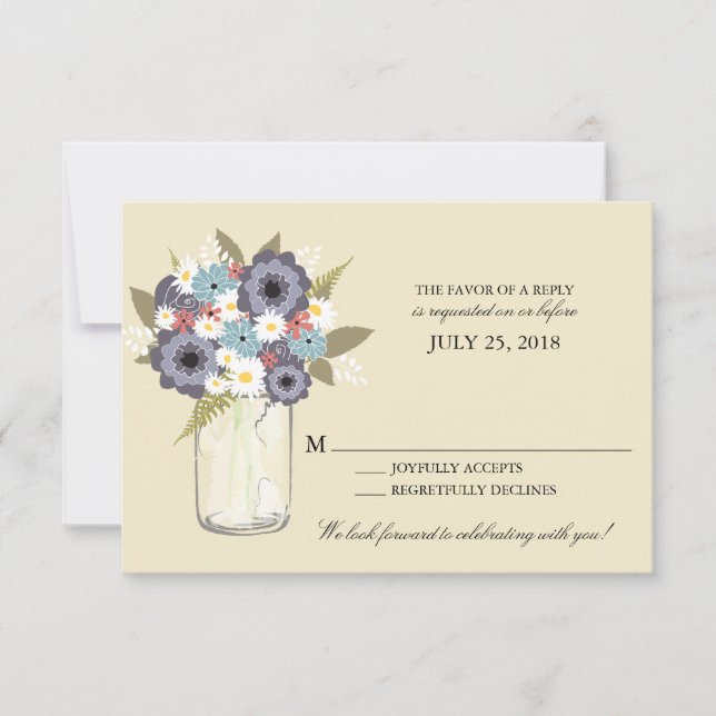 Vintage Garden Mason Jar | RSVP Card (Front)