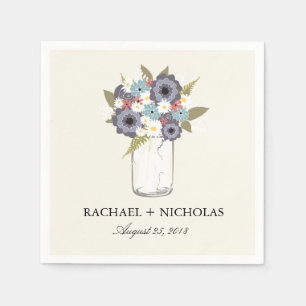 Vintage Garden Mason Jar Wedding Napkin