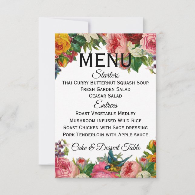 Vintage Garden Menu (fully customisable) Invitation (Front)