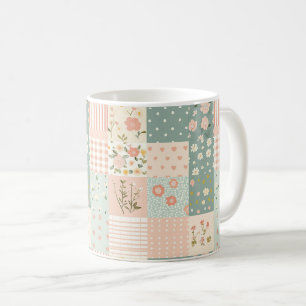 Vintage Garden Patchwork in Dusty Rose & Lavender Coffee Mug