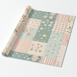 Vintage Garden Patchwork in Dusty Rose & Lavender Wrapping Paper
