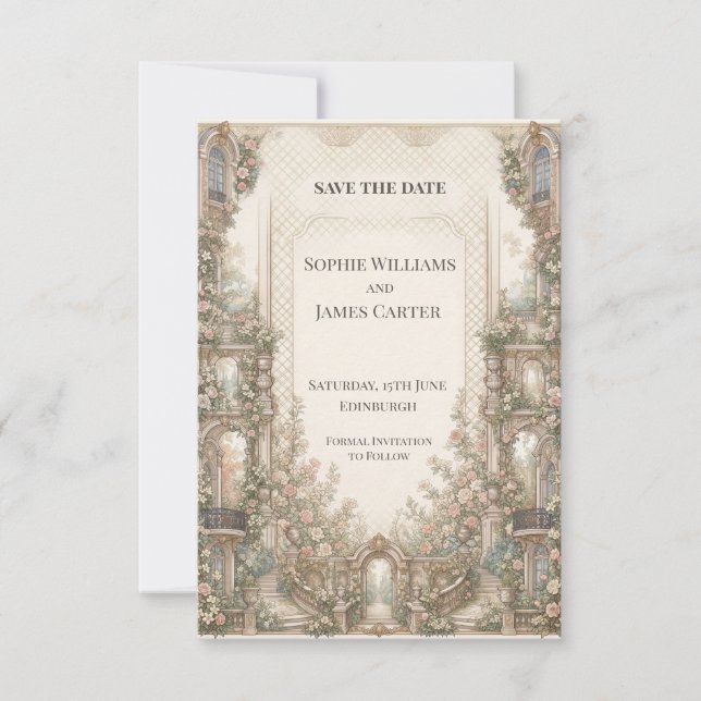 Vintage Garden Pavilion Wedding Save The Date (Front)