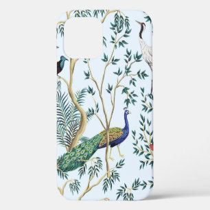 Vintage garden pomegranate fruit tree, exotic bird iPhone 12 case
