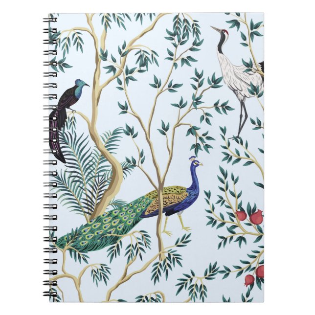 Vintage garden pomegranate fruit tree, exotic bird notebook (Front)