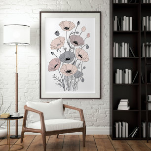 Vintage Garden Poppies V – Botanical Cottagecore Poster