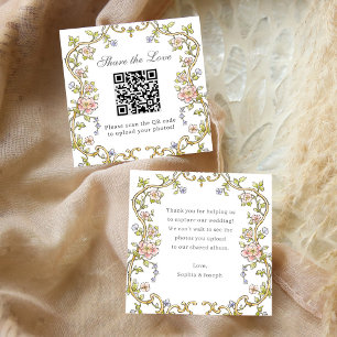 Vintage Garden   QR Code Wedding Share the Love Enclosure Card