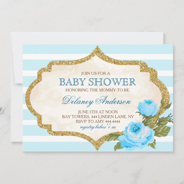 Vintage Garden Rose Baby Shower Invitation (Front)