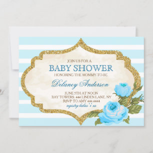 Vintage Garden Rose Baby Shower Invitation