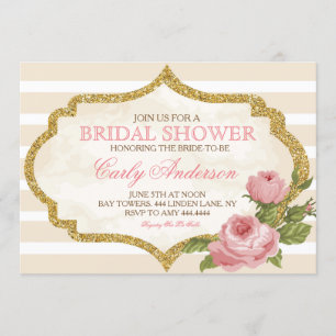 Vintage Garden Rose Bridal Shower Invitation