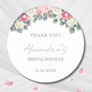 Vintage Garden Roses Bridal Shower Thank You  Classic Round Sticker