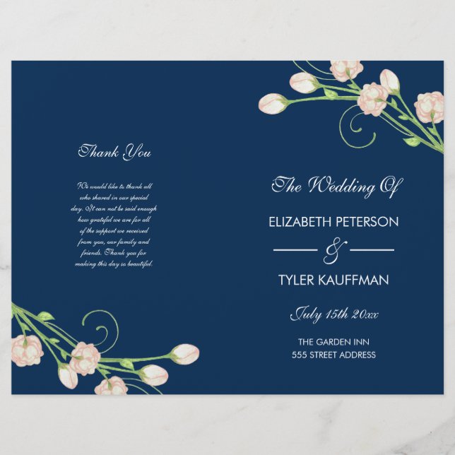 Vintage Garden Roses - wedding program (Front)