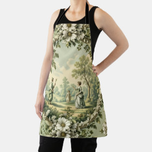 Vintage garden sage green floral apron