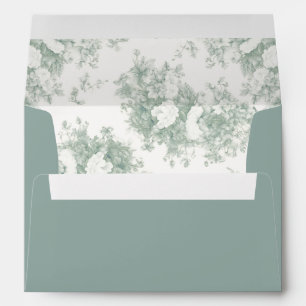 Vintage Garden Sage Green French Floral Wedding Envelope