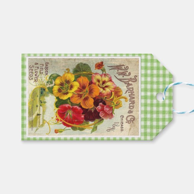 Vintage Garden Seed Gift Tag Design 3 (Front (Horizontal))