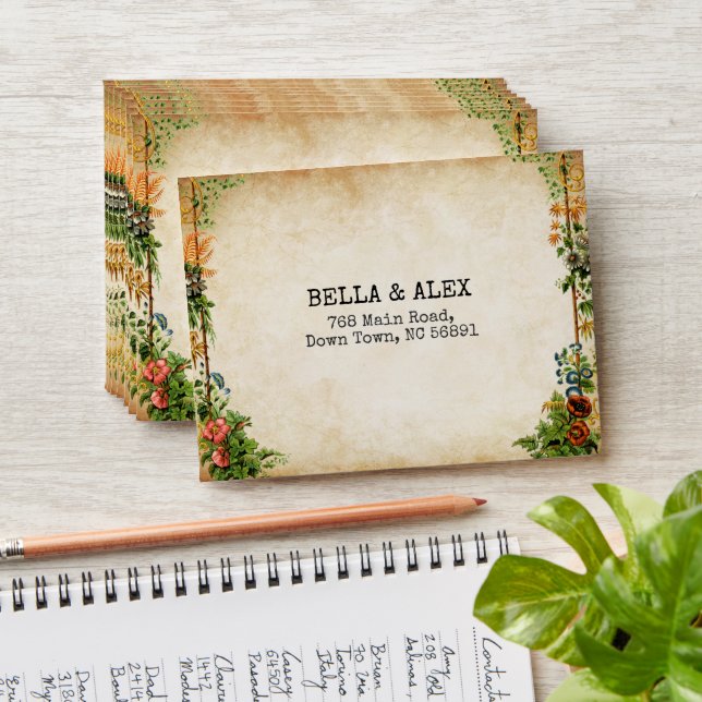 Vintage Garden Self-Addressed Envelopes for RSVP (Stacked)