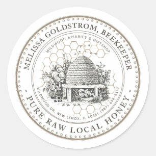 Vintage Garden Skep Honey Label honeycomb taupe