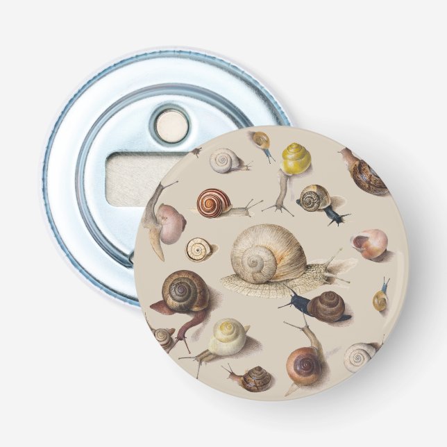 Vintage Garden Snails Scientific Illustration Bottle Opener (Front)