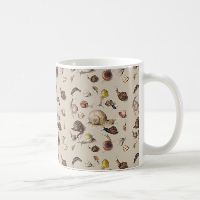 Vintage Garden Snails Scientific Illustration Coffee Mug (Right)