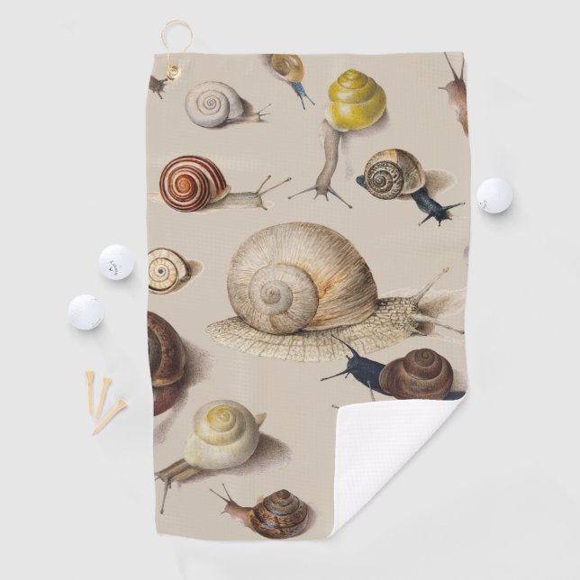Vintage Garden Snails Scientific Illustration Golf Towel (InSitu)