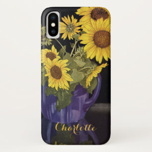 Vintage Garden Summer Sunflower Flowers in a Vase iPhone X Case