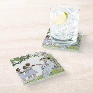 Vintage Garden Tea Party  Glass Coaster