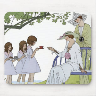 Vintage Garden Tea Party Mouse Mat