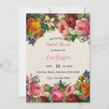 Vintage Garden Themed Bridal Shower Invite