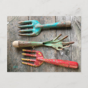 Vintage garden tool postcard by Diane Heller 2022