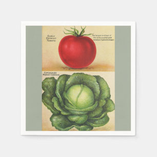 Vintage garden vegetable art, 1913 napkin