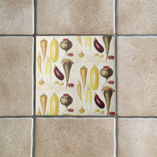 Vintage Garden Vegetables Kitchen Art Tile