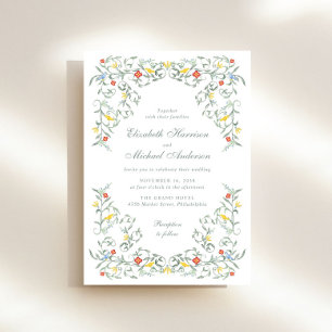Vintage Garden Watercolor Wedding Invitation