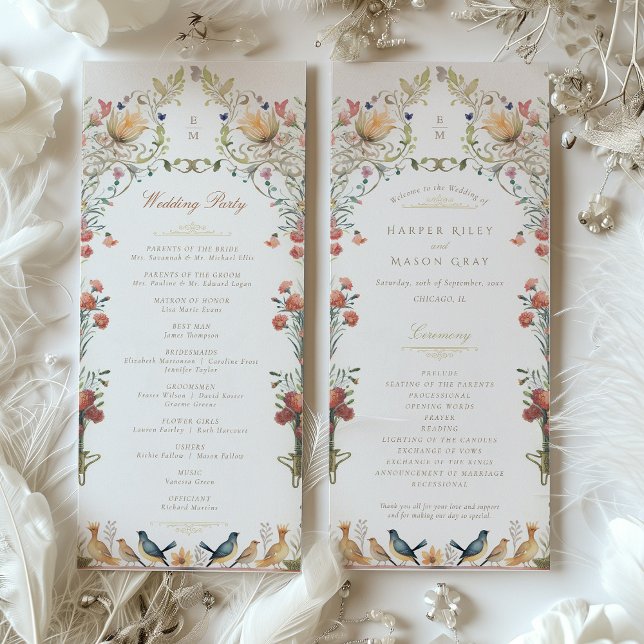 Vintage Garden Wedding Ceremony Program Invitation (Creator Uploaded)