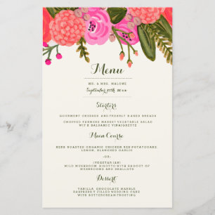 Vintage Garden Wedding Dinner Menu