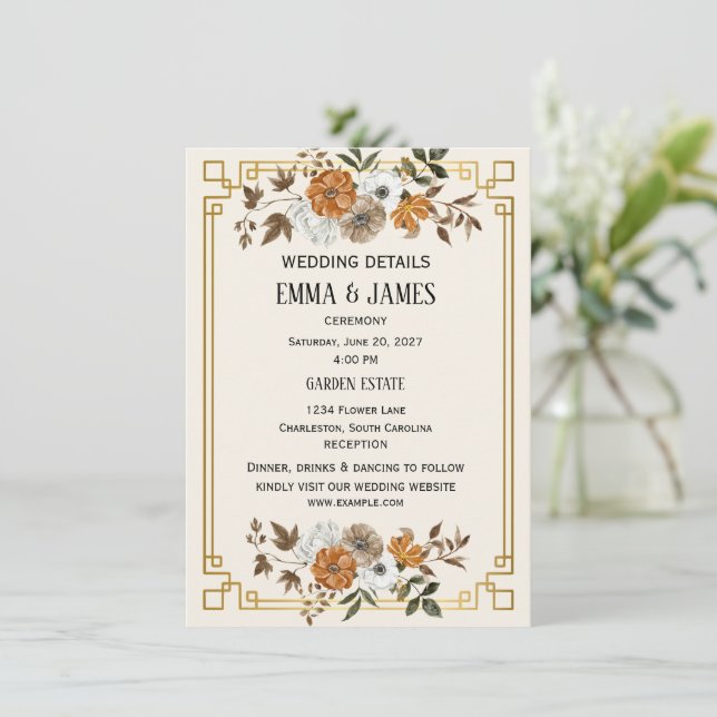 Vintage Garden Wedding Enclosure Cards (Standing Front)
