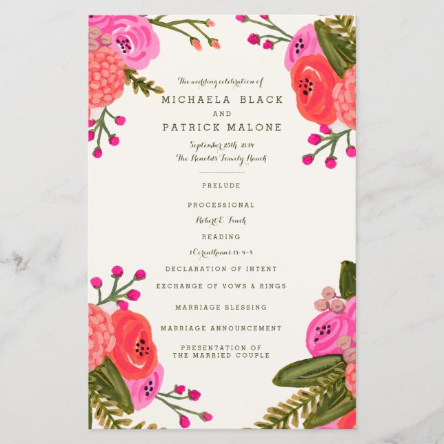 Vintage Garden Wedding Programs (Front)